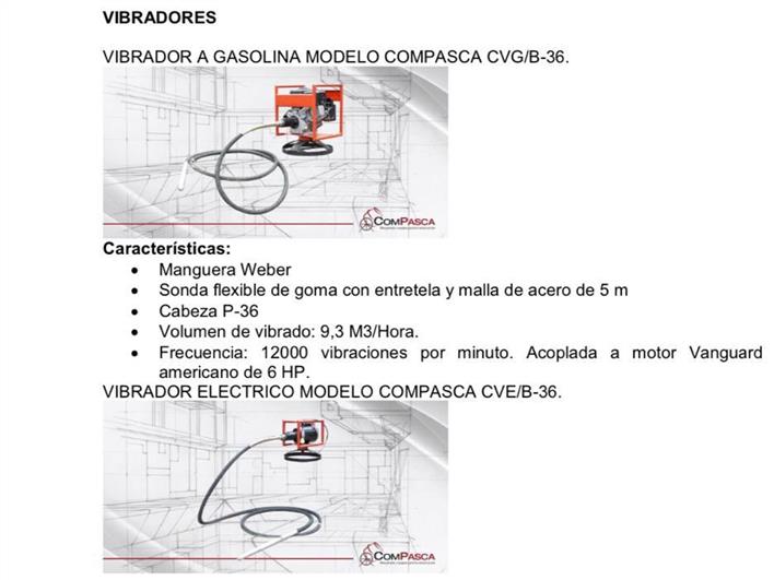 Vibrador de concreto GENERICO COMPASCA CVG /B-36 (Quito)